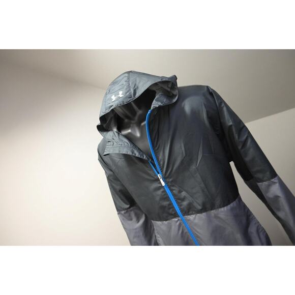 Under Armour Track Jacket Hoodie Lined Full Zip Black Athletic Mens Size Medium - Picture 2 of 11